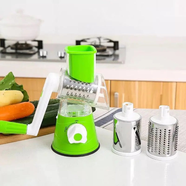 3 in 1 Rotary Vegetables Mandoline/Cutter - Manual Tabletop Drum Cutter